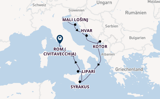 Mittelmeer ab Venedig, Italien auf der Royal Clipper