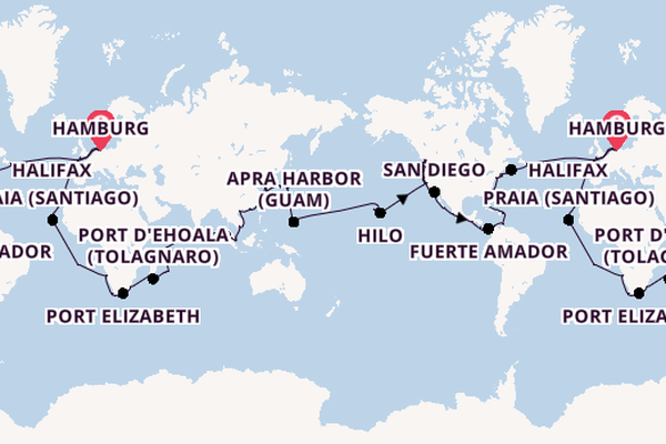 Wereldreizen vanaf Hamburg, Duitsland met de Artania