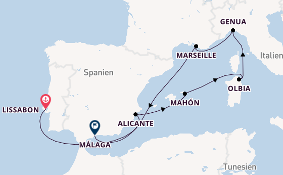 Westliches Mittelmeer ab Lissabon, Portugal auf der MSC Opera