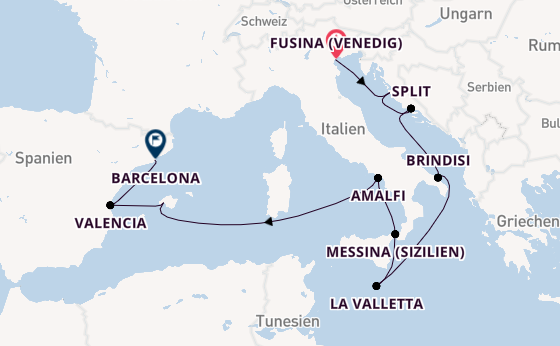Westliches Mittelmeer ab Fusina (Venedig) auf der Seven Seas Grandeur