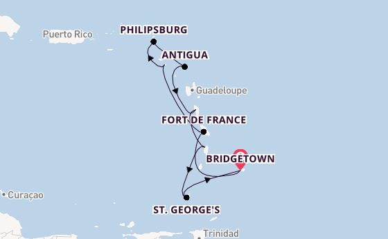 Southern Caribbean from Bridgetown, Barbados with the Arvia