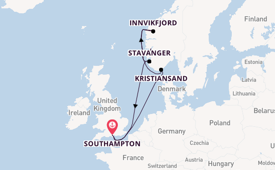 Norway from Southampton, England with the Arvia