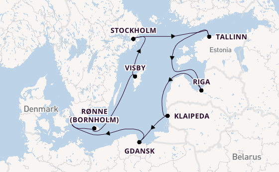 Oostzee vanaf Kopenhagen, Denemarken met de Seabourn Quest