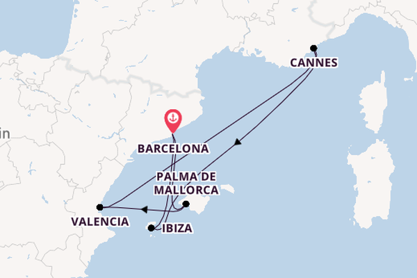 Western Mediterranean from Barcelona, Spain with the Valiant Lady