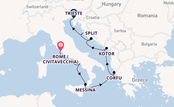 Mediterranean Sea from Rome (Civitavecchia), Italy with the Allura
