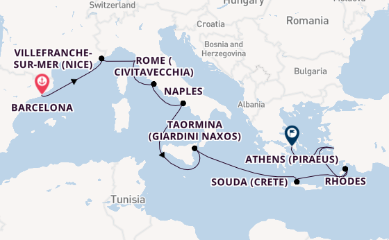 Mediterranean Sea from Barcelona, Spain with the Nieuw Amsterdam