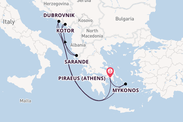 Eastern Mediterranean from Piraeus (Athens), Greece with the Scarlet Lady