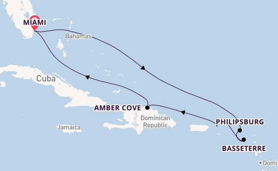 Caribbean vanaf Miami, Verenigde Staten met de MSC Seashore