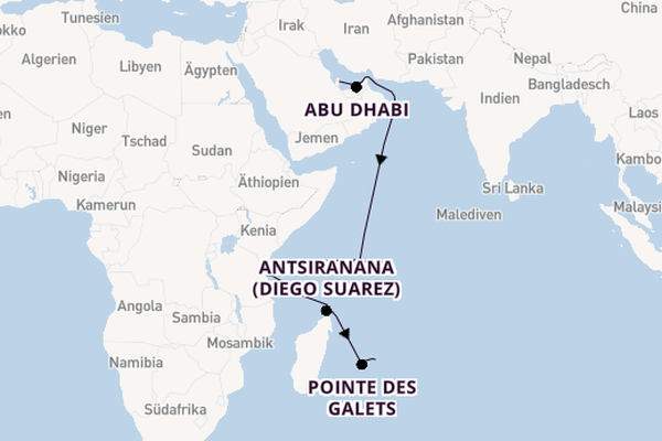 Indischer Ozean ab Doha, Katar auf der Norwegian Dawn