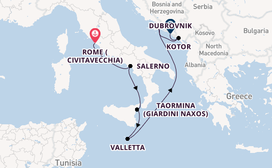 Mediterranean Sea from Rome (Civitavecchia), Italy with the Seabourn Ovation 