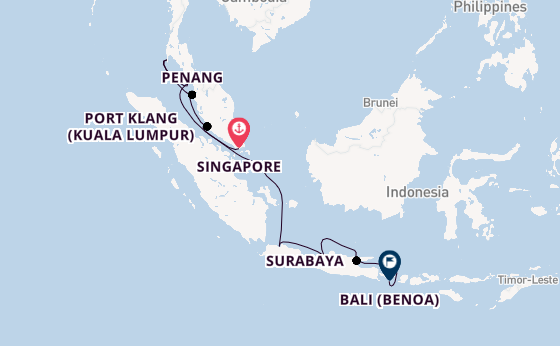 South East Asia from Singapore, Singapore with the Seven Seas Navigator