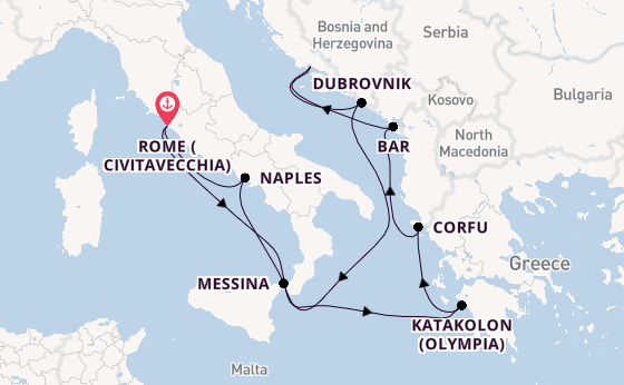 Mediterranean Sea from Rome (Civitavecchia), Italy with the Celebrity Ascent