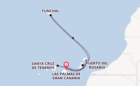 Canary Islands from Las Palmas de Gran Canaria, Canary Islands, Spain with the MSC Fantasia