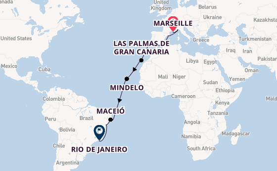 Transatlantic from Marseille, France with the Costa Diadema