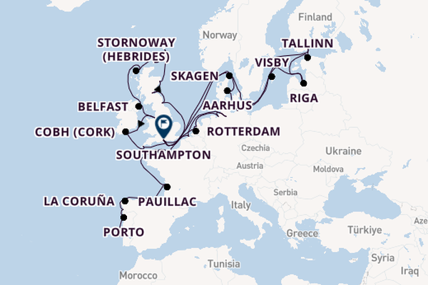 British Isles from Lisbon, Portugal with the Marina
