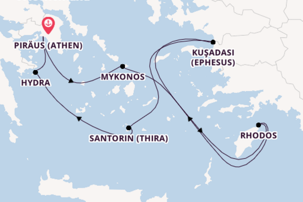 In 8 Tagen nach Piräus (Athen) über Santorin (Thira)