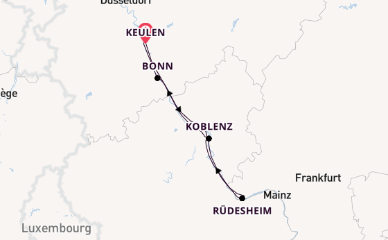 Rijn vanaf Keulen, Duitsland met de Aurelia