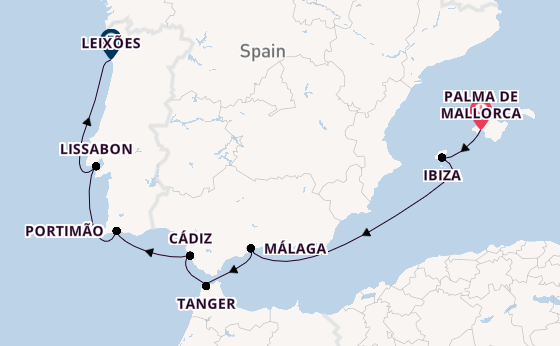 Westelijke Middellandse Zee vanaf Palma de Mallorca, Mallorca, Spanje met de MS EUROPA