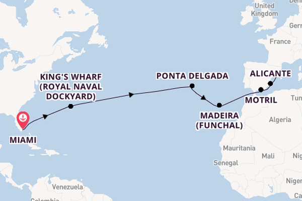 Transatlantic & Repositioning from Miami, Florida with the Sirena