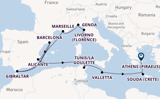 Mediterranean Sea from Rome (Civitavecchia), Italy with the Nieuw Statendam