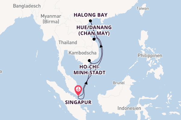 Südostasien ab Singapur, Singapur auf der Diamond Princess