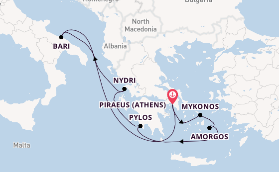Eastern Mediterranean from Piraeus (Athens), Greece with the EXPLORA II