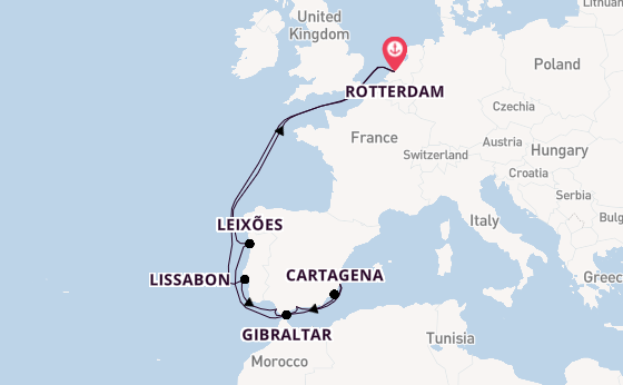Westelijke Middellandse Zee vanaf Rotterdam, Nederland met de Nieuw Statendam