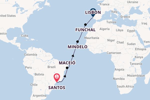 Transatlantic from Santos, Brazil with the MSC Seaview