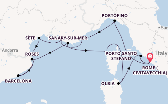 Western Mediterranean from Rome (Civitavecchia), Italy with the Seabourn Ovation 