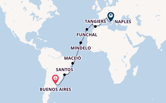Transatlantic from Buenos Aires, Argentina with the MSC Seaview