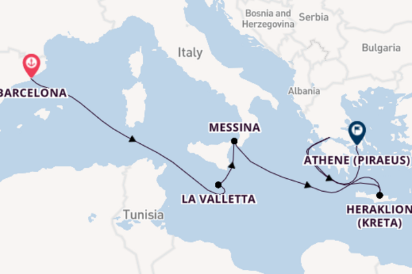 Middellandse Zee vanaf Barcelona, Spanje met de Celebrity Infinity