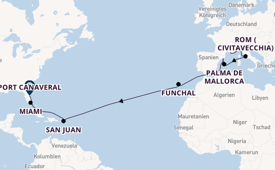 Transatlantik ab Marseille, Frankreich auf der MSC Grandiosa