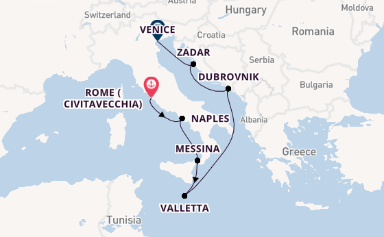 Mediterranean Sea from Rome (Civitavecchia), Italy with the Seven Seas Voyager