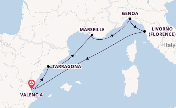 Western Mediterranean from Valencia, Spain with the MSC Sinfonia