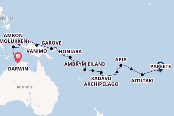 Polynesië vanaf Darwin, Australië met de Seabourn Pursuit