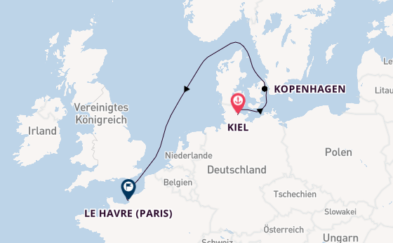 Europa ab Kiel, Deutschland auf der Costa Diadema