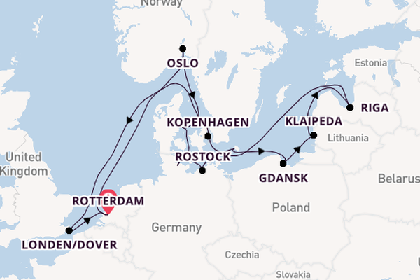 Engeland vanaf Rotterdam, Nederland met de Nieuw Statendam