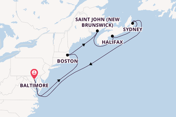 North America from Baltimore, Maryland, USA with the Vision of the Seas
