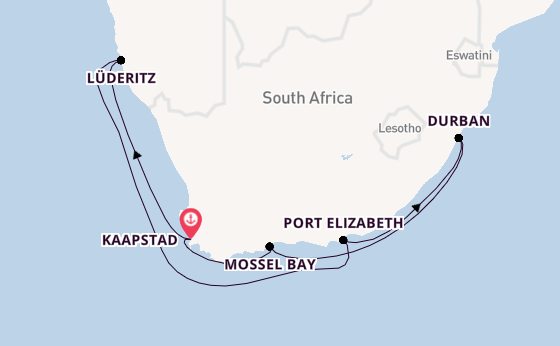 Zuid-Afrika vanaf Kaapstad, Zuid-Afrika met de MS EUROPA