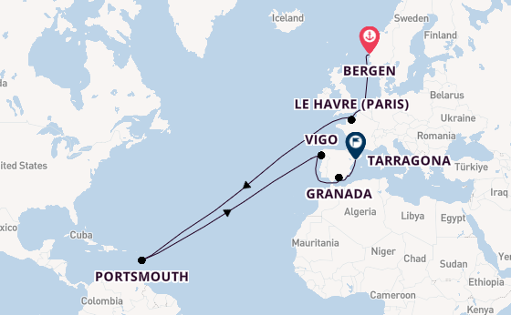 Western Mediterranean from Bergen, Norway with the Viking Vela