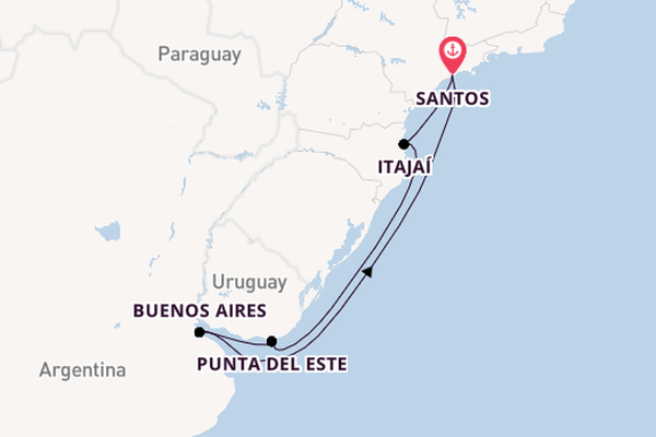 South America from Santos, Brazil with the MSC Armonia 