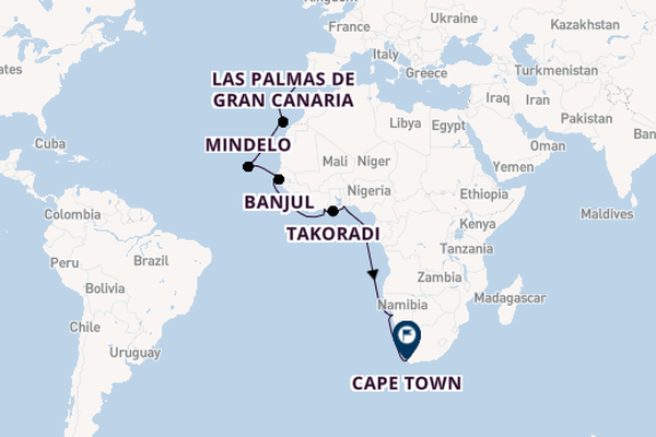 Africa from Lisbon, Portugal with the Seven Seas Navigator