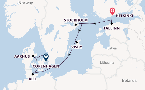 Baltic Sea from Helsinki, Finland with the Caribbean Princess