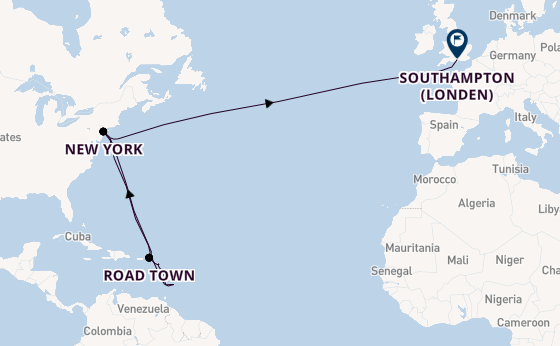 trans-Atlantisch vanaf New York, Verenigde Staten met de Queen Mary 2