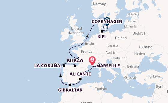 Western Mediterranean from Marseille, France with the MSC Euribia