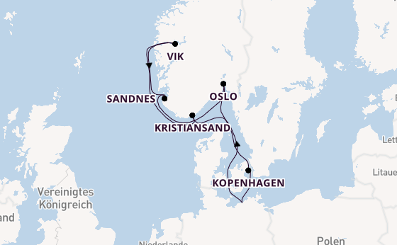 Norwegen ab Warnemünde, Deutschland auf der MSC Splendida