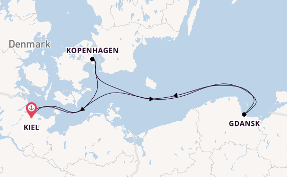 Oostzee vanaf Kiel, Duitsland met de Mein Schiff Relax