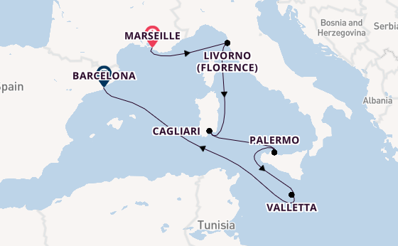 Western Mediterranean from Marseille, France with the MSC Splendida