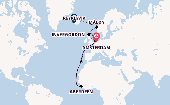 Arctica vanaf Amsterdam, Nederland met de Seven Seas Mariner