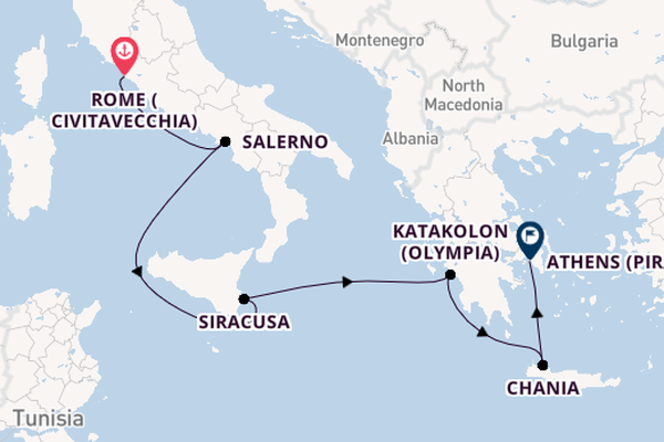 Mediterranean Sea from Rome (Civitavecchia), Italy with the Azamara Onward